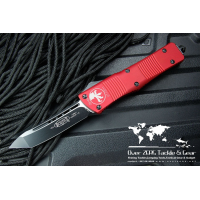 มีดออโต้ Microtech Red Combat Troodon Tanto OTF Knife (3.8" Black Plain) 144-1RD