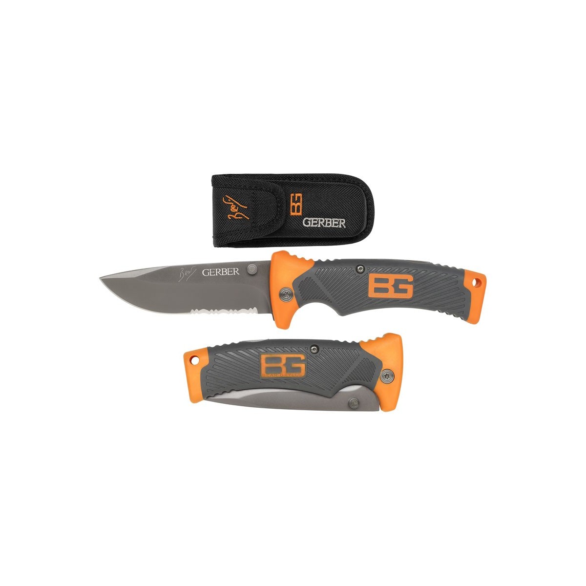 มีดพับ Gerber Bear Grylls GB000752 Folding Sheath Knife 3.6" Combo Blade, Rubber Grip Handles