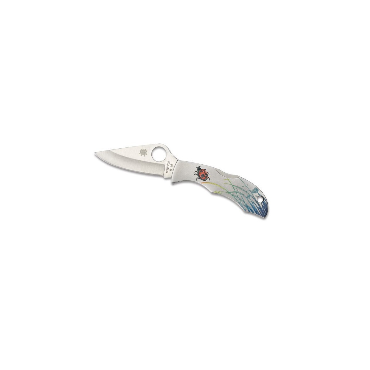 มีดพับพวงกุญแจ Spyderco LSSP3T Ladybug Tattoo 1-15/16" VG10 Plain Blade, Steel Handles with Etching