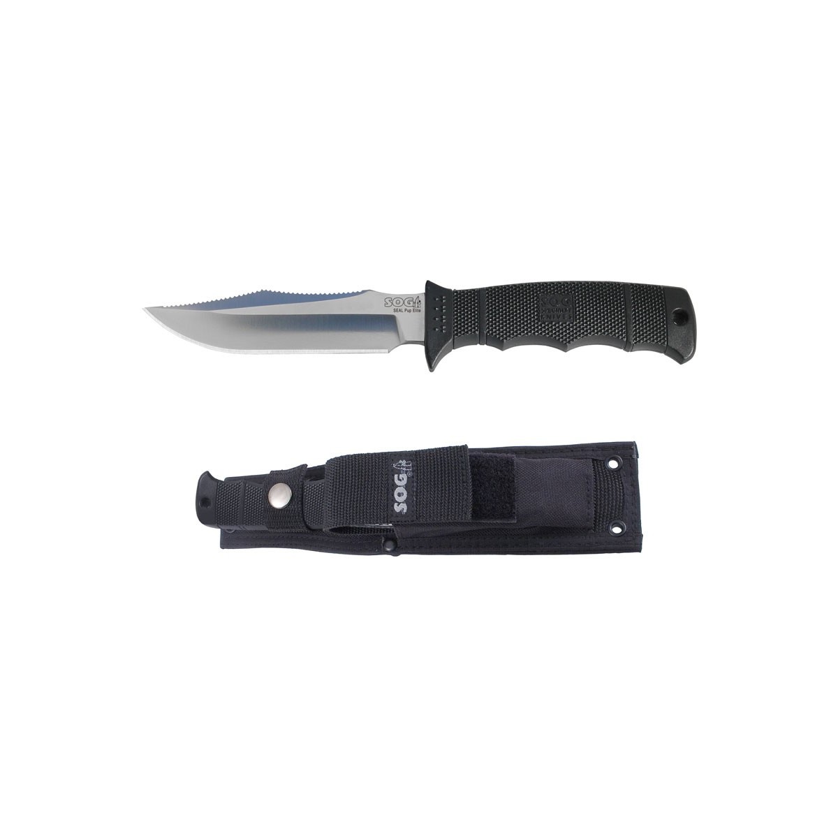 มีดใบตาย SOG SEAL Pup Elite 37E 4.85" Satin Finish Plain Edge Blade with Nylon Sheath