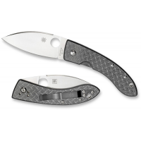 มีดพับ Spyderco C65CFP Lum Chinese Folding Knife 3-5/32" VG10 Plain Blade, Nishigun Carbon Fiber Handles