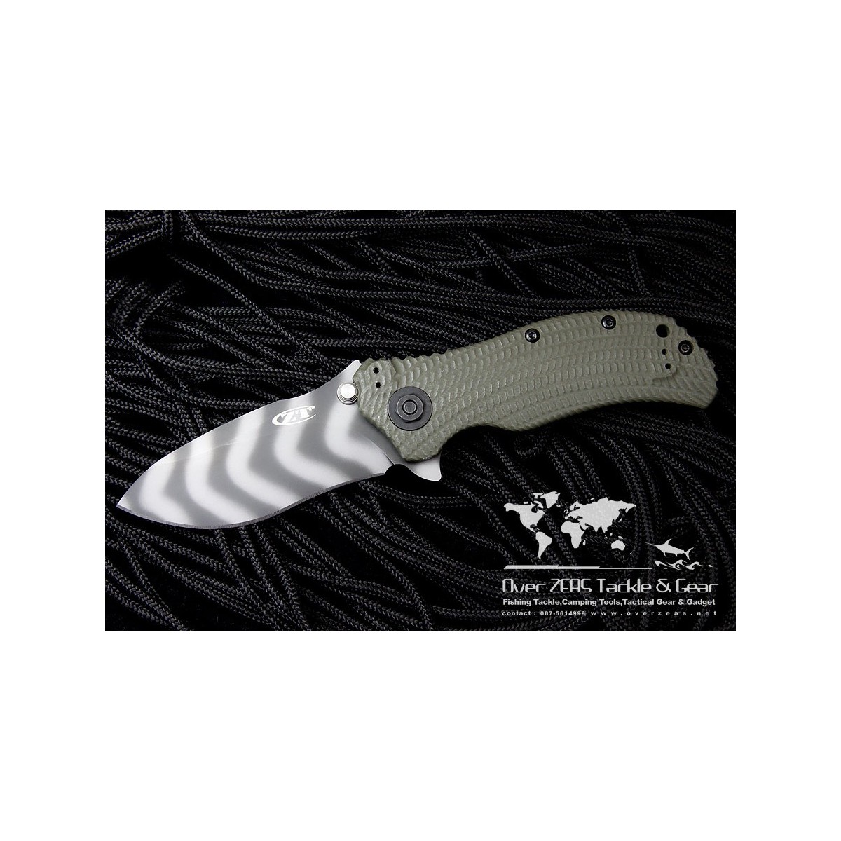 มีดพับ Zero Tolerance Model 0301 Assisted 3-3/4" S30V Plain Blade, Ranger Green G10 and Titanium Back Handles