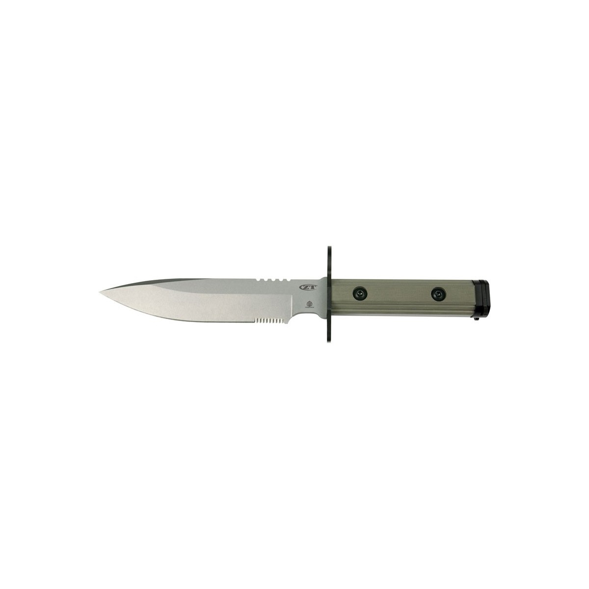 มีดใบตาย Zero Tolerance Model ZT-9 Bayonet Fixed 7.5" S30V Stonewash Blade, Ranger Green G10 Handles