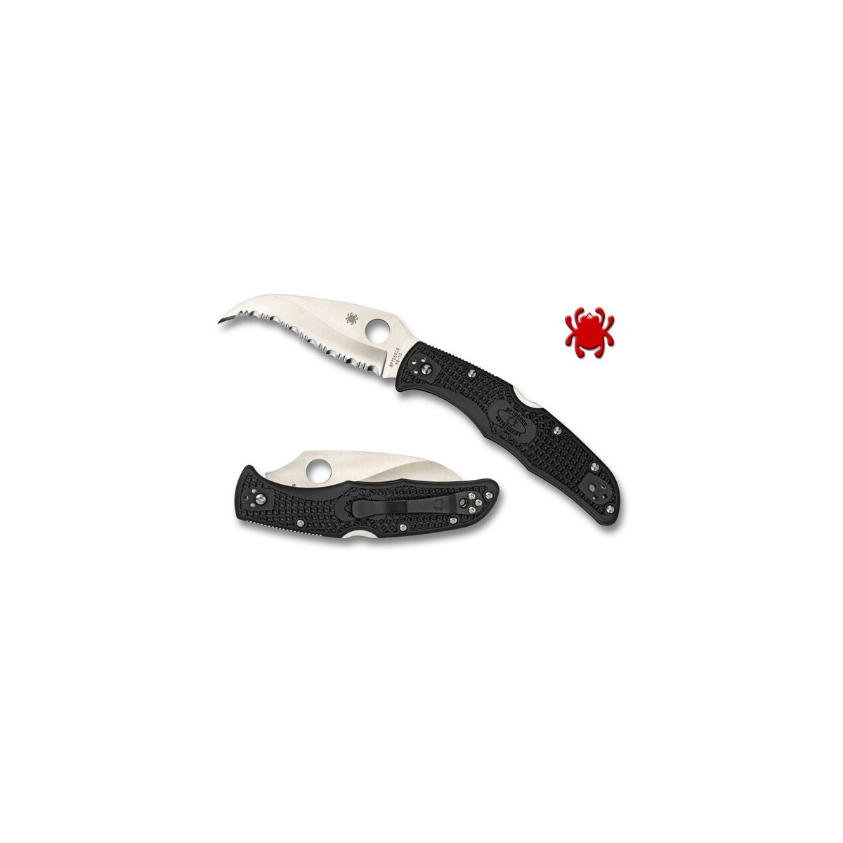 มีดพับ Spyderco C12SBK2 Matriarch 2 Folding Knife 3-5/8" VG10 Serrated Blade, Black FRN Handles