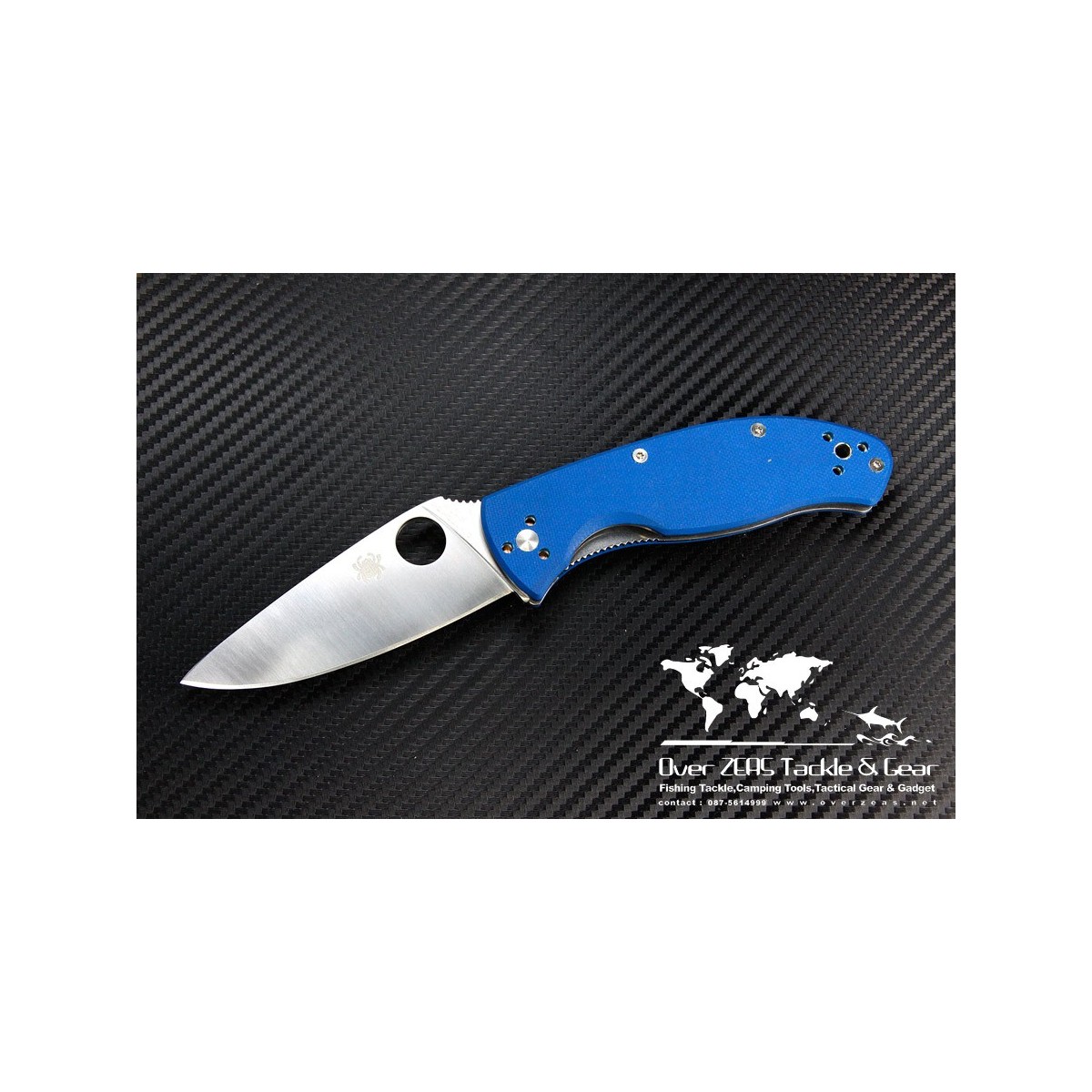 มีดพับ Spyderco Tenacious Folding Knife Blue G-10 (3.375" Satin Plain) C122GPBL