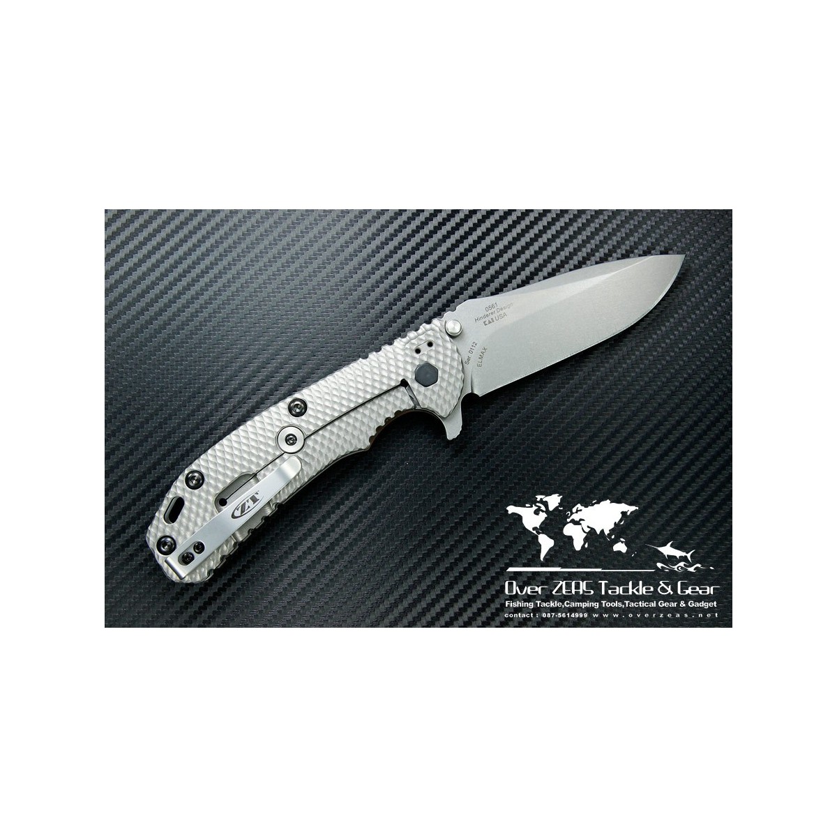 มีดพับ Zero Tolerance (ZT) 0561 Folding Knife 3.75" ELMAX Stonewash Blade, Black G10 and Titanium Handles