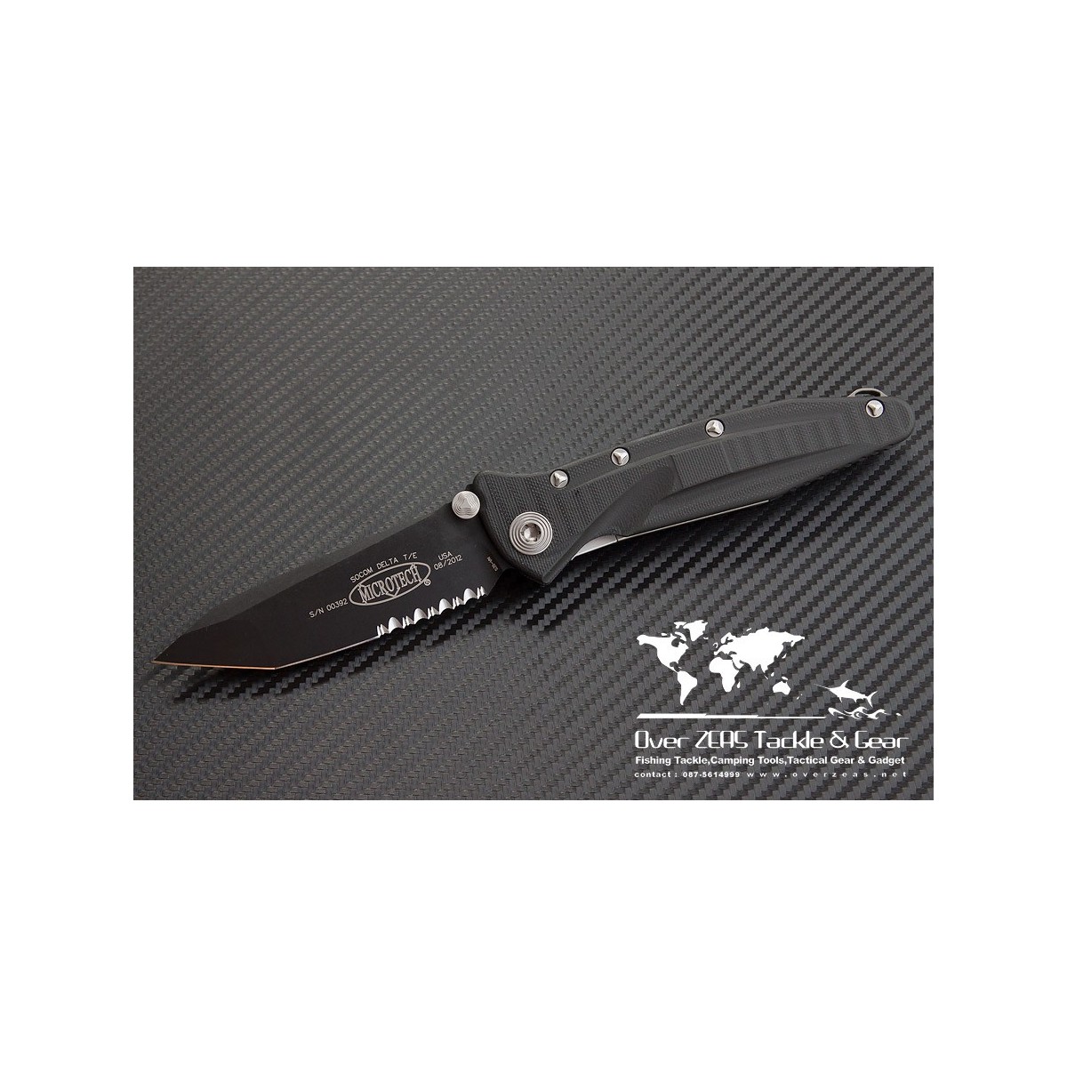 มีดพับ Microtech Socom Delta Tanto Folding Knife G-10 (4" Black Partial Serr) 163-2