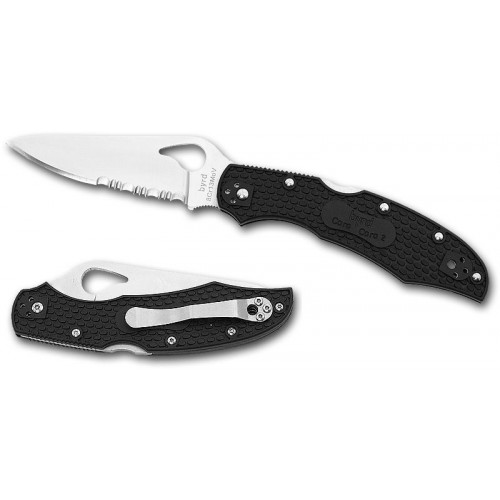 มีดพับ Spyderco Byrd Cara Cara 2 Folding Knife 3-3/4" Plain Flat-Ground Blade, Black FRN Handles,BY03PBK2