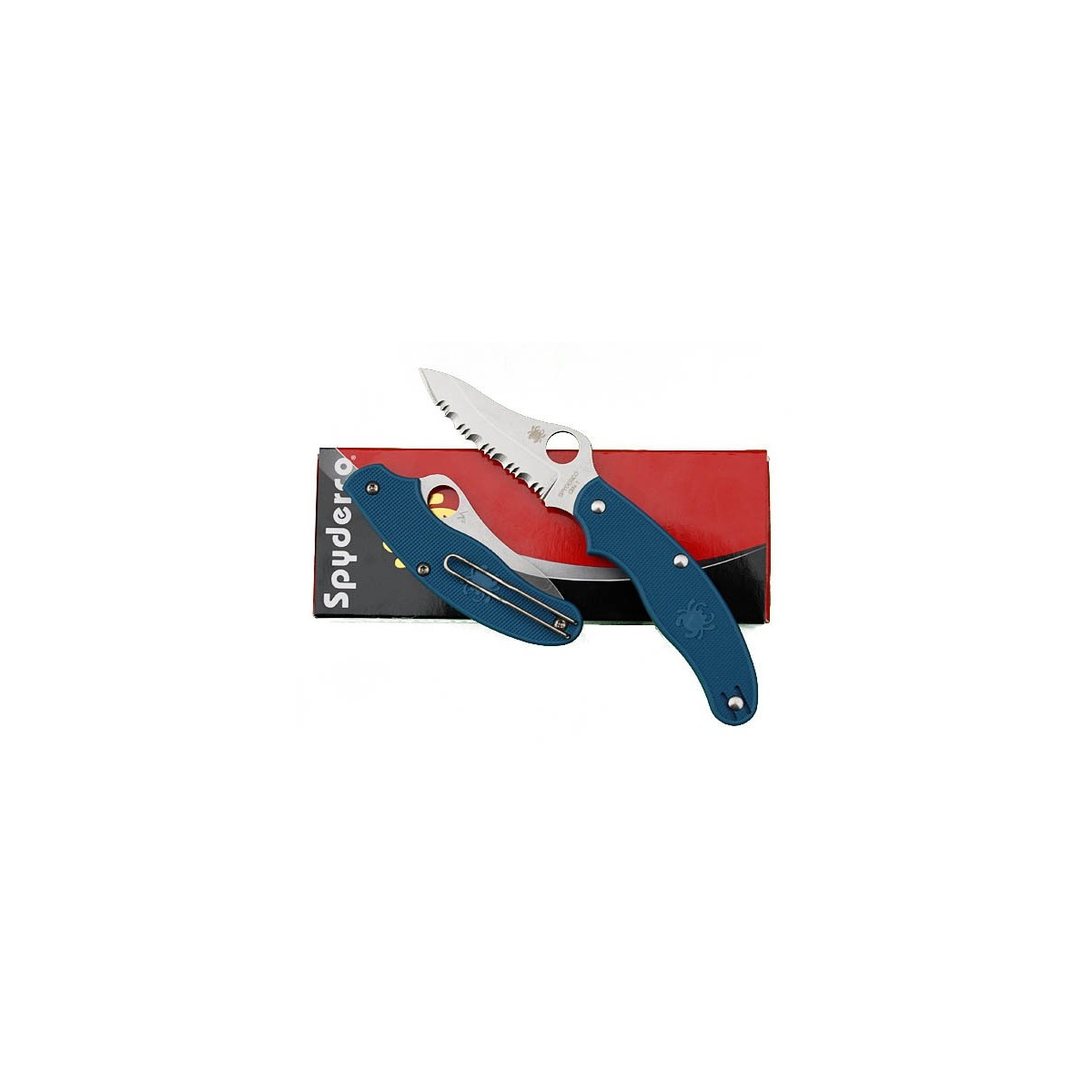 มีดพับ Spyderco UK Penknife C94SBL3 3" Serrated Drop Point Blade - Blue FRN Handles