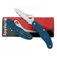 Spyderco UK Penknife 3" Plain Leaf Blade, Blue FRN Handles