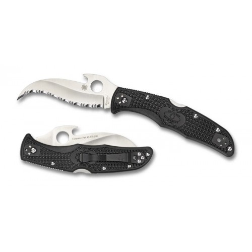 มีดพับ Spyderco C12SBK2W Matriarch2 Lightweight Folder 3.57" VG10 Serrated Blade with Wave, Black FRN Handles