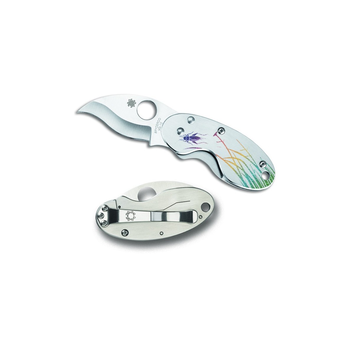 มีดพับ Spyderco C29PT Cricket Tattoo Folding Knife 1.89" VG10 Blade, Stainless Steel Handles