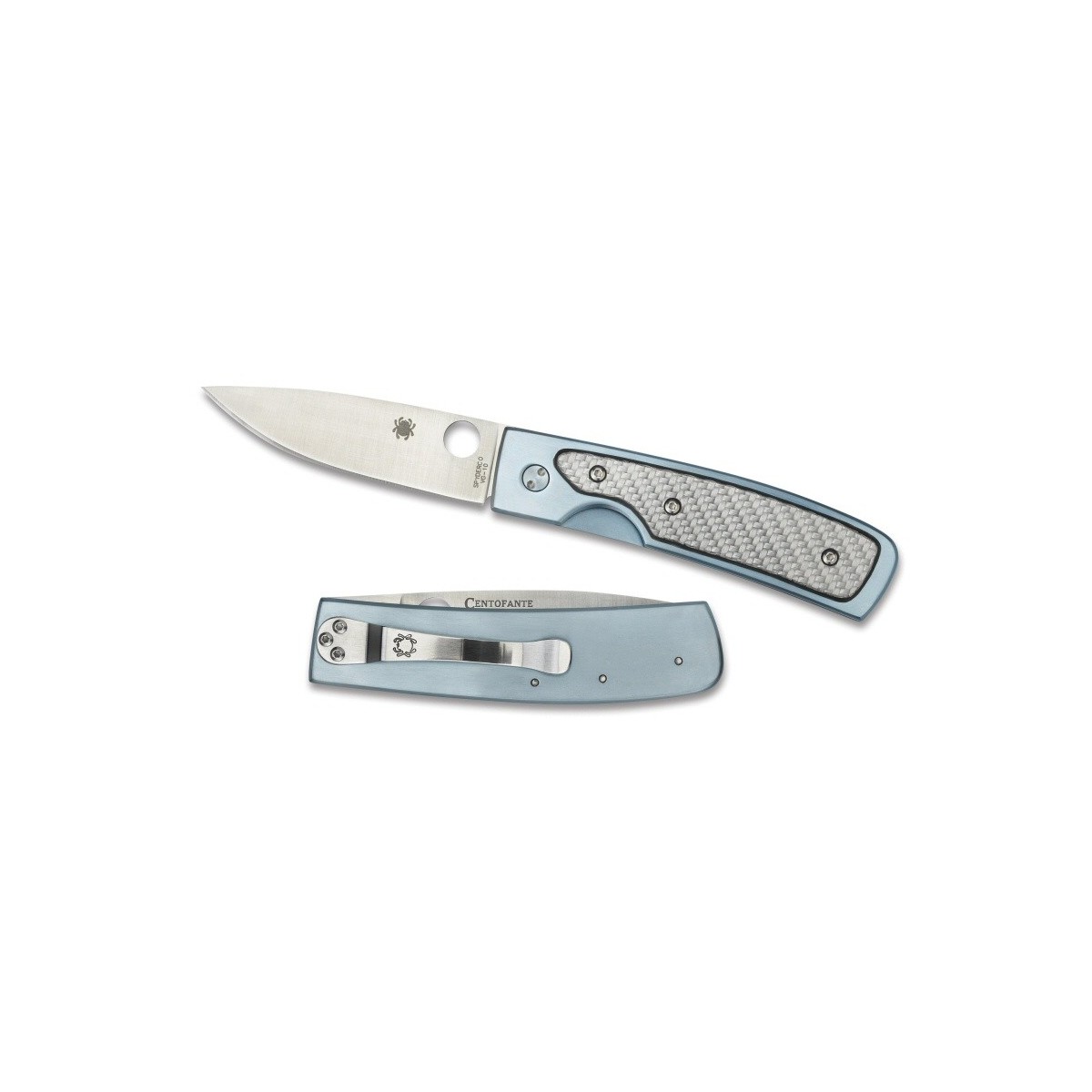 มีดพับ Spyderco Centofante Memory Folding Knife 3" VG10 Blade, Blue Titanium with Glass Fiber Insert Handles,C155TIP