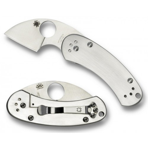 มีดพับ Spyderco Equilibrium Folding Knife 1.73" VG10 Plain Blade, Stainless Steel Handles,C166P