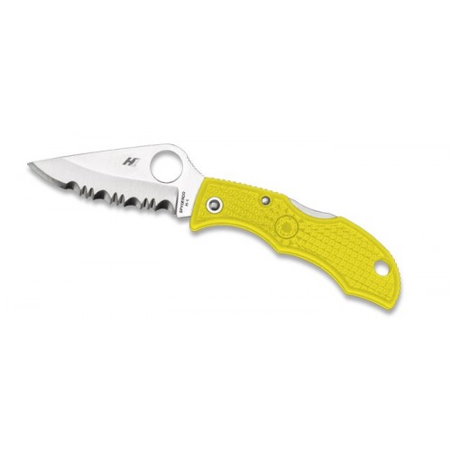 มีดพับพวงกุญแจ Spyderco Ladybug 3 Salt H-1 Knife Yellow FRN (1.94" Satin Serr) LYLS3