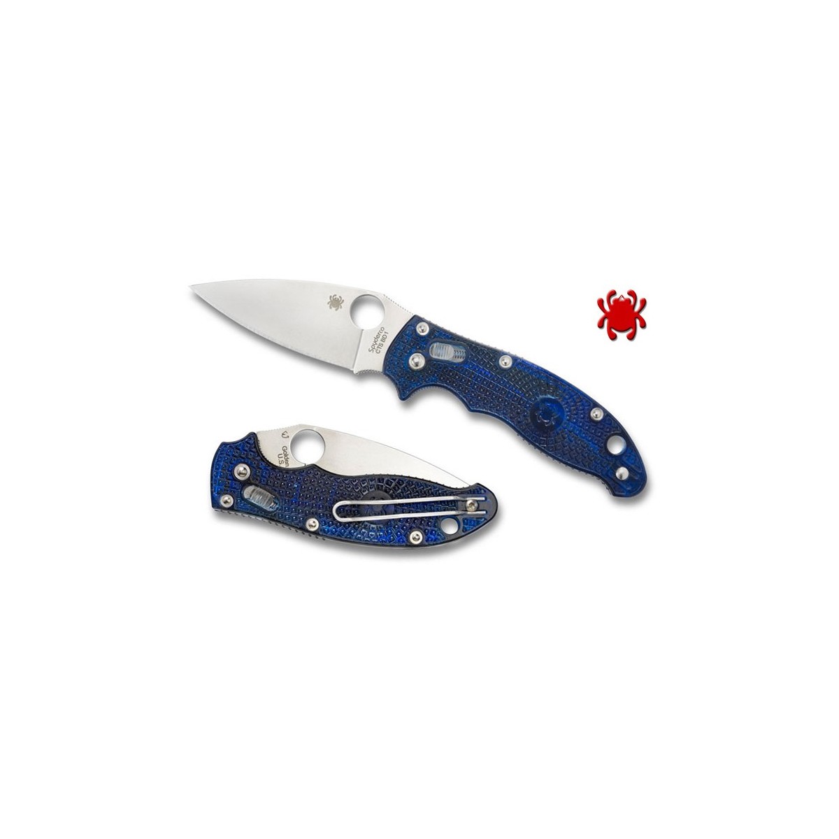 มีดพับ Spyderco Manix 2 Knife Translucent Dusk Blue 86mm (3.39" Satin Plain),C101PBL2