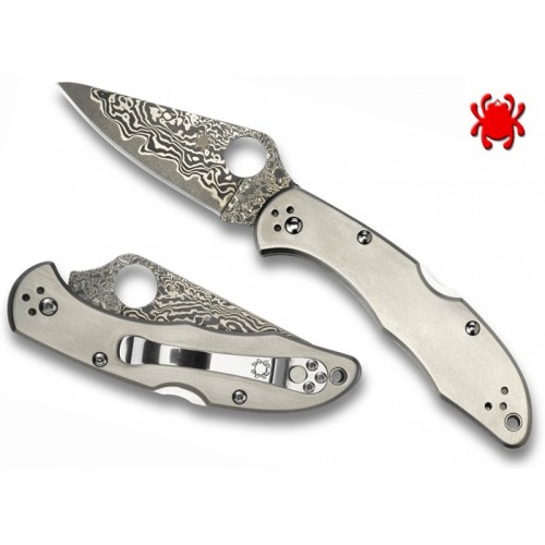 มีดพับ Spyderco Delica4 Titanium/Damascus,C11TID