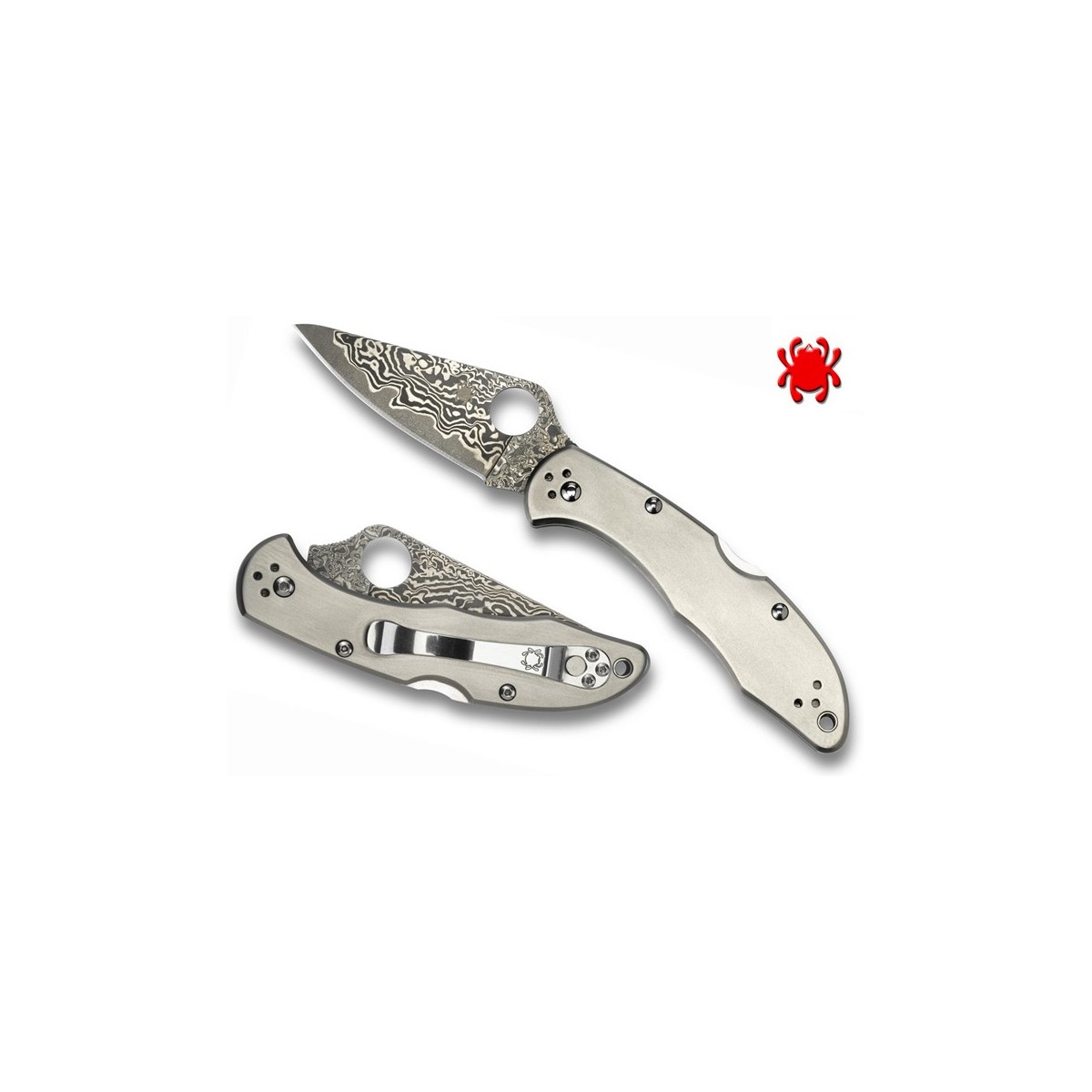 มีดพับ Spyderco Delica4 Titanium/Damascus,C11TID