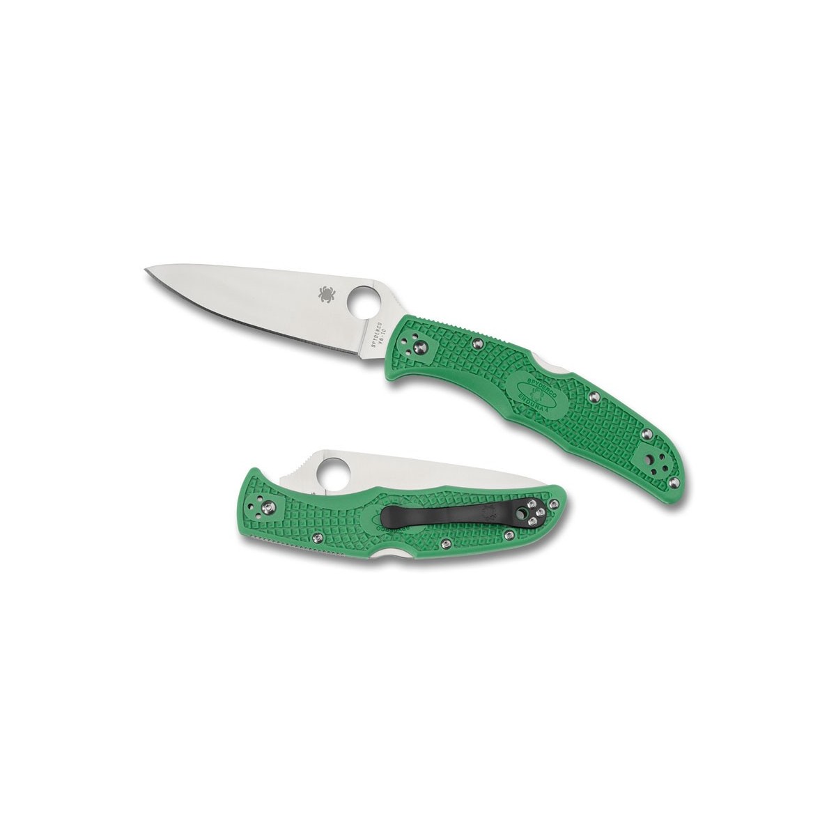 มีดพับ Spyderco Endura 4 Knife Flat Ground Green FRN (3.75" Satin Plain),C10FPGR