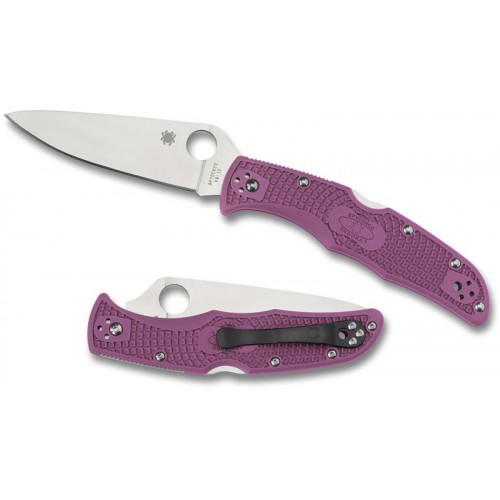 มีดพับ Spyderco Endura 4 Knife Flat Ground Purple FRN (3.75" Satin Plain),C10FPPR