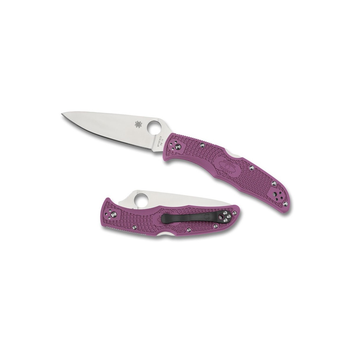 มีดพับ Spyderco Endura 4 Knife Flat Ground Purple FRN (3.75" Satin Plain),C10FPPR