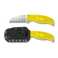 มีดใบตายสำหรับดำน้ำ Spyderco Enuff Knife H1 Sheepsfoot Fixed Blade Yellow (2.75" Full Serr) ,FB31SYL