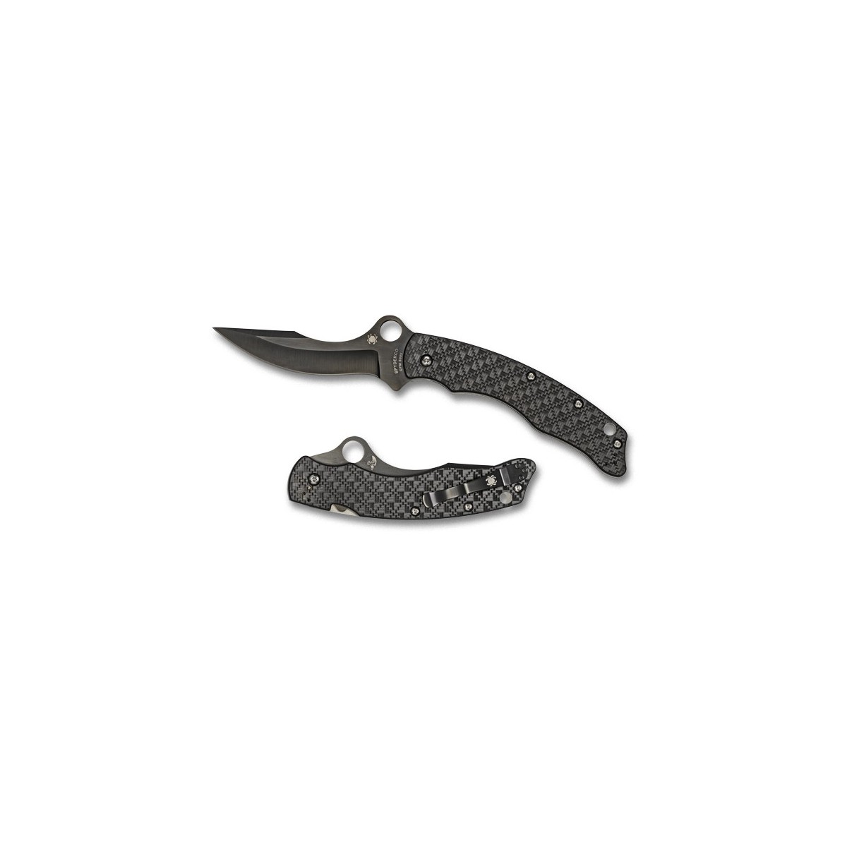 มีดพับ Spyderco Szabo Folder 4.6" S30V Black Blade, Carbon Fiber and G10 Laminate Handles,C146CFBBKP