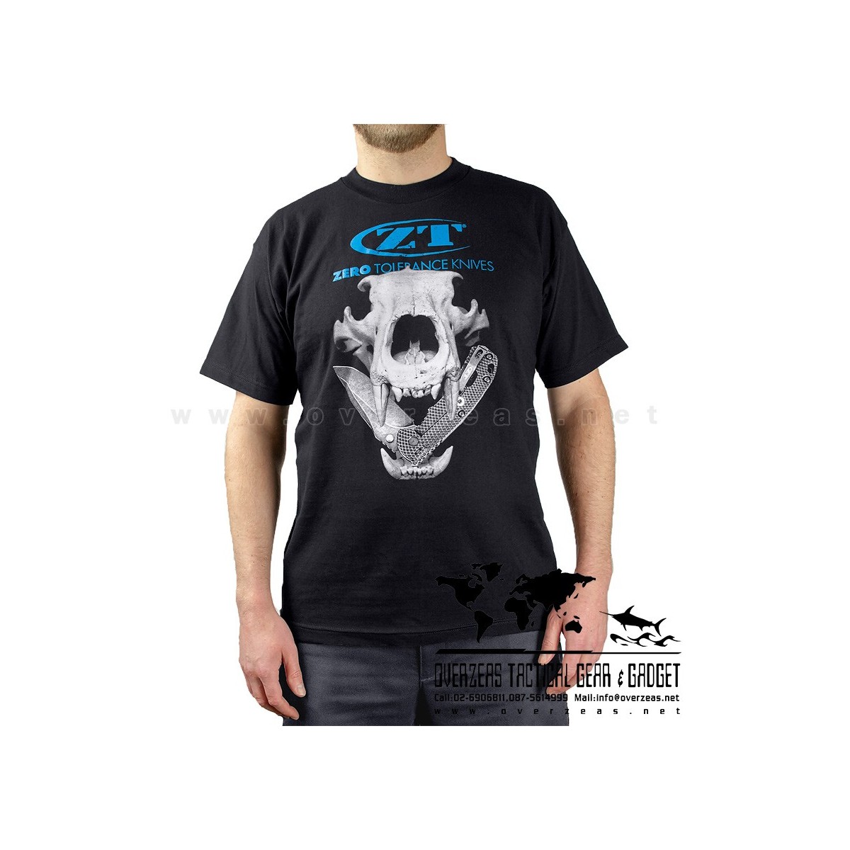 เสื้อยืด ZT Skull (Zero Tolerance) 100% Cotton,Made in USA, ไซส์ M
