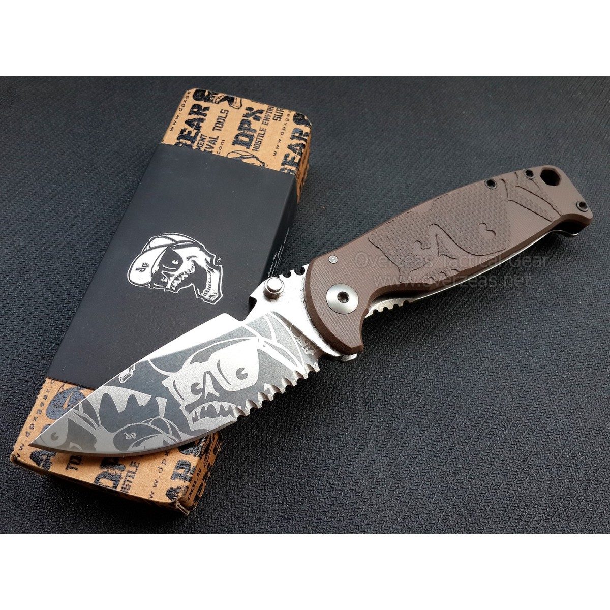 มีดพับ DPx Gear HEST/F Folder Mr. DP Elmax 3.1" Combo Blade, Earth Brown G10 and Titanium Handles,DPHSF124 (Limited Edition)