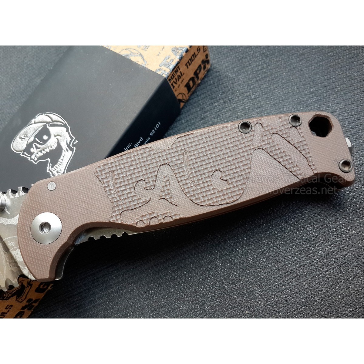 มีดพับ DPx Gear HEST/F Folder Mr. DP Elmax 3.1" Combo Blade, Earth Brown G10 and Titanium Handles,DPHSF124 (Limited Edition)