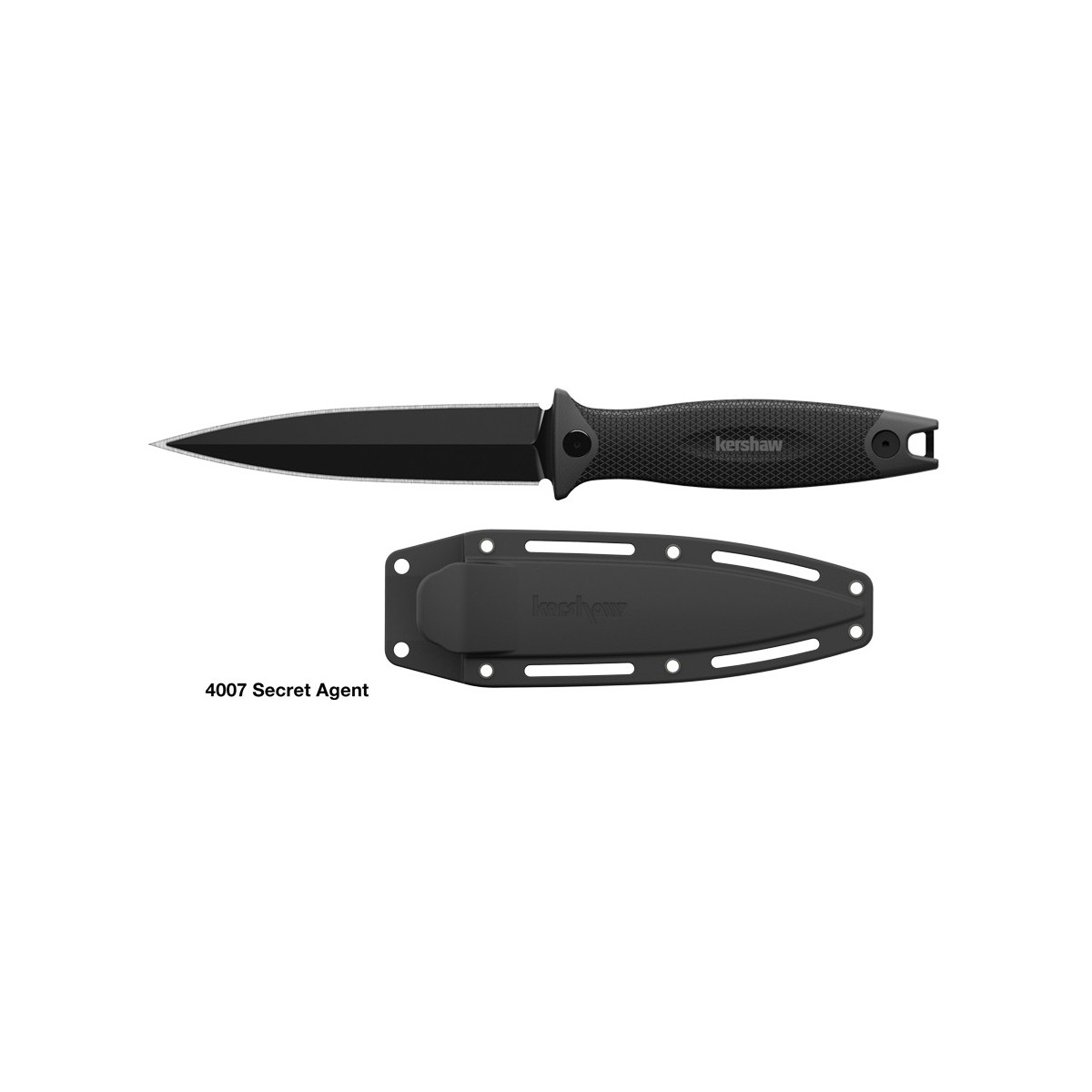 มีดใบตาย ห้อยคอ Kershaw Secret Agent Boot Knife Fixed Blade (3.5" Black Plain) 4007