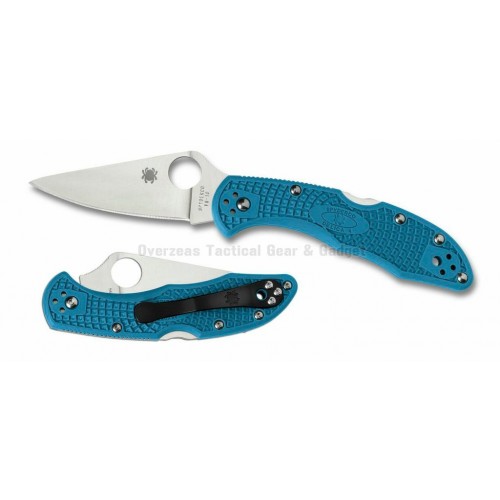 มีดพับ Spyderco Delica 4 Knife Flat-Ground Blue FRN (2.88" Satin Plain) C11FPBL