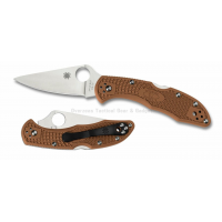 มีดพับ Spyderco Delica 4 Knife Flat-Ground Brown FRN (2.88" Satin Plain) C11FPBN