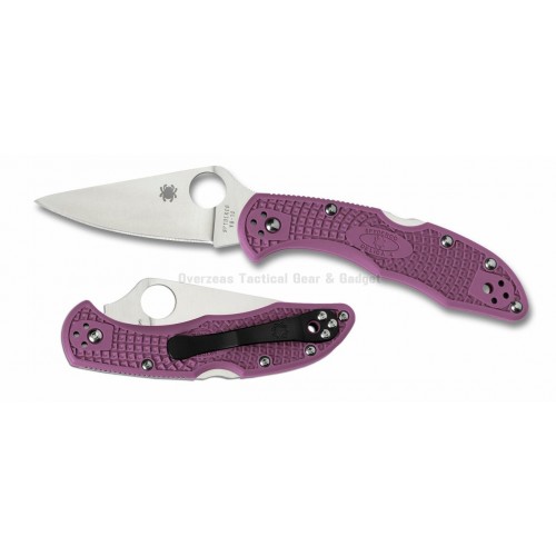 มีดพับ Spyderco Delica 4 Knife Flat-Ground Purple FRN (2.88" Satin Plain) C11FPPN