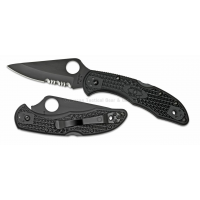 มีดพับ Spyderco Delica 4 Knife Tactical Black FRN Folder (2.88" Black Serr) C11PSBBK