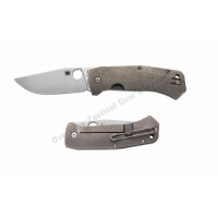 มีดพับ Spyderco Slysz Bowie Frame Lock Knife Titanium (3.375" Stonewash) C186TIP