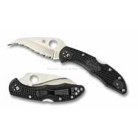 มีดพับ Spyderco Lil' Matriarch Hollow Ground Black FRN (2.97" Satin Full Serr) C162SBK