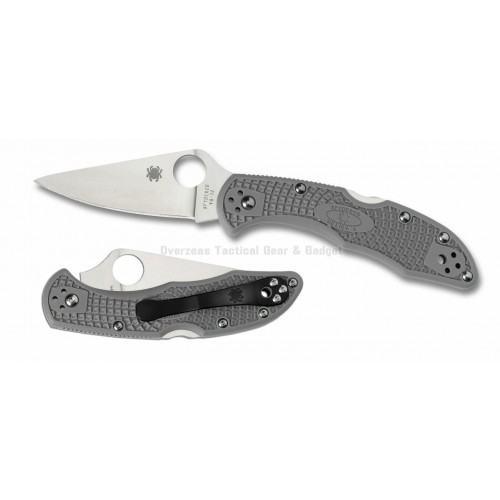 มีดพับ Spyderco Delica 4 Knife Flat-Ground Gray FRN (2.88" Satin Plain) C11FPGY