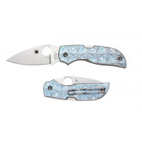 มีดพับ Spyderco Chaparral 3 Blue Stepped Titanium Knife (2.75" Satin) C152STIBLP