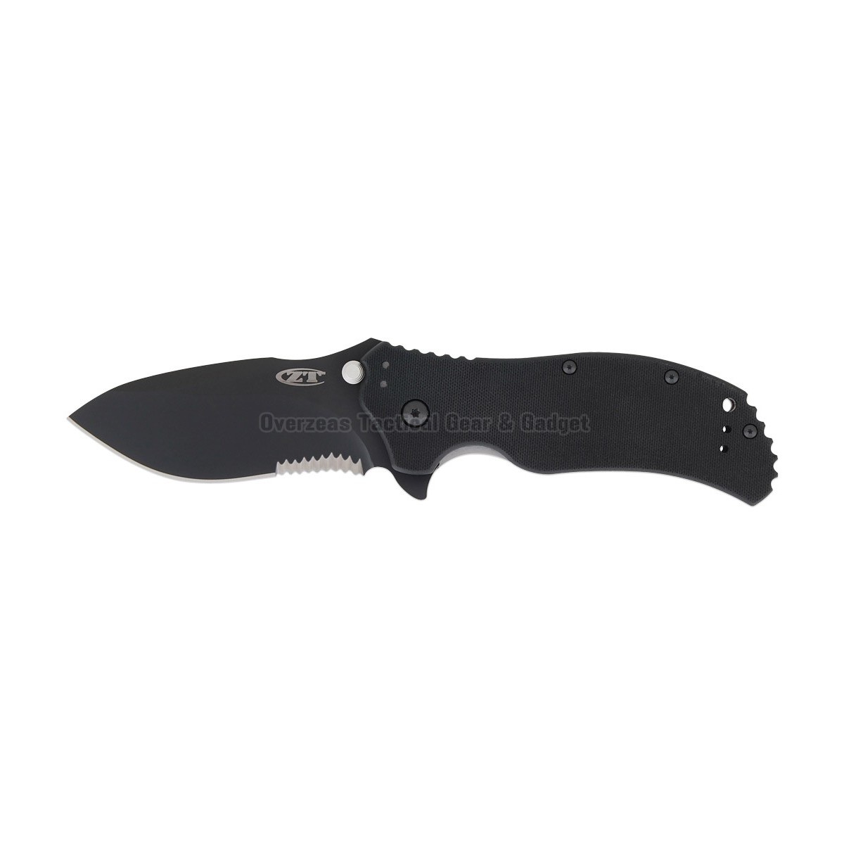 มีดพับ Zero Tolerance 0350ST Assisted Opening Knife Black G-10 (3.25" Black Serr) ZT