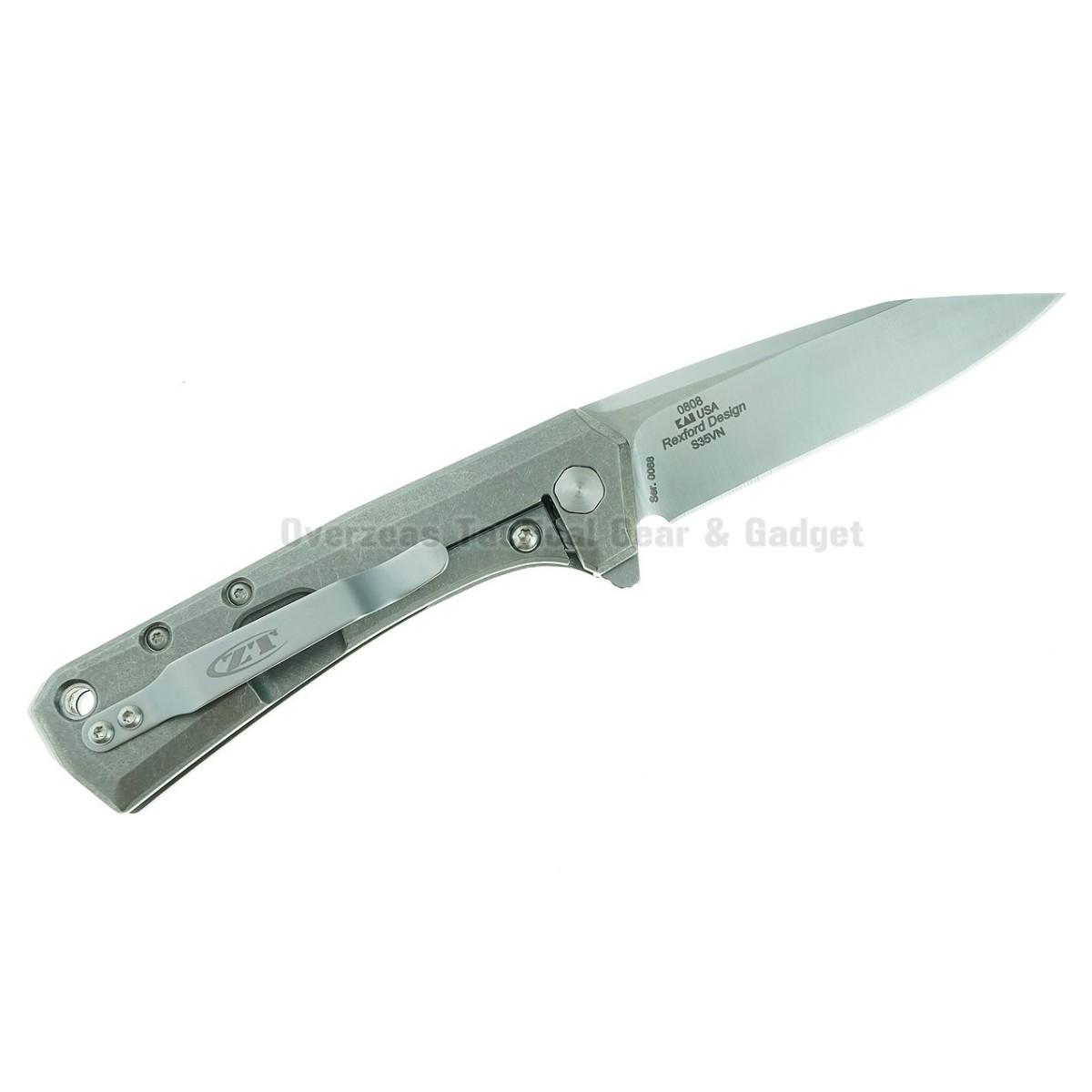มีดพับ Zero Tolerance 0808 Flipper Knife Titanium (3.25" Satin) ZT