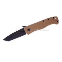 มีดพับ Emerson CQC-7V BT Tanto Knife w/ Wave & Tan G-10 Handle (3.3" Black Plain)