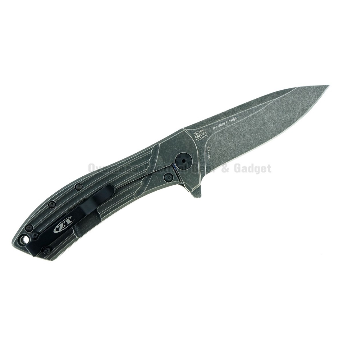 มีดพับ Zero Tolerance Rexford 0801BW Flipper Titanium Knife (3.5" BlackWash) ZT0801BW