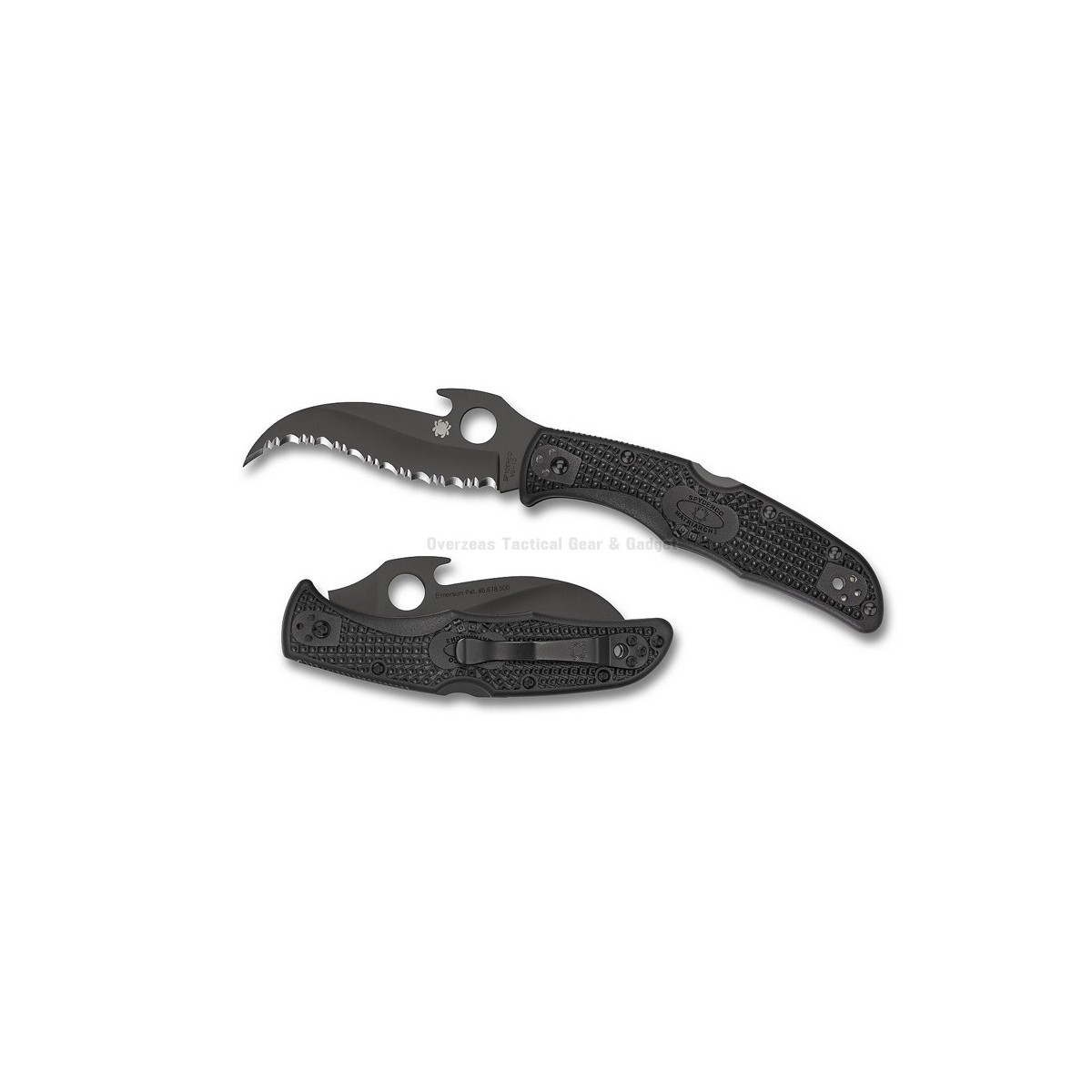 มีดพับ Spyderco Matriarch 2 Knife Emerson Black FRN (3.55" Black Full Serr) C12SBBK2W