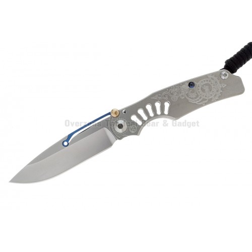 มีดพับ Chris Reeve Ti-Lock Blue Steam Knife Titanium (3.25" Stonewash) ** Limited Edition **