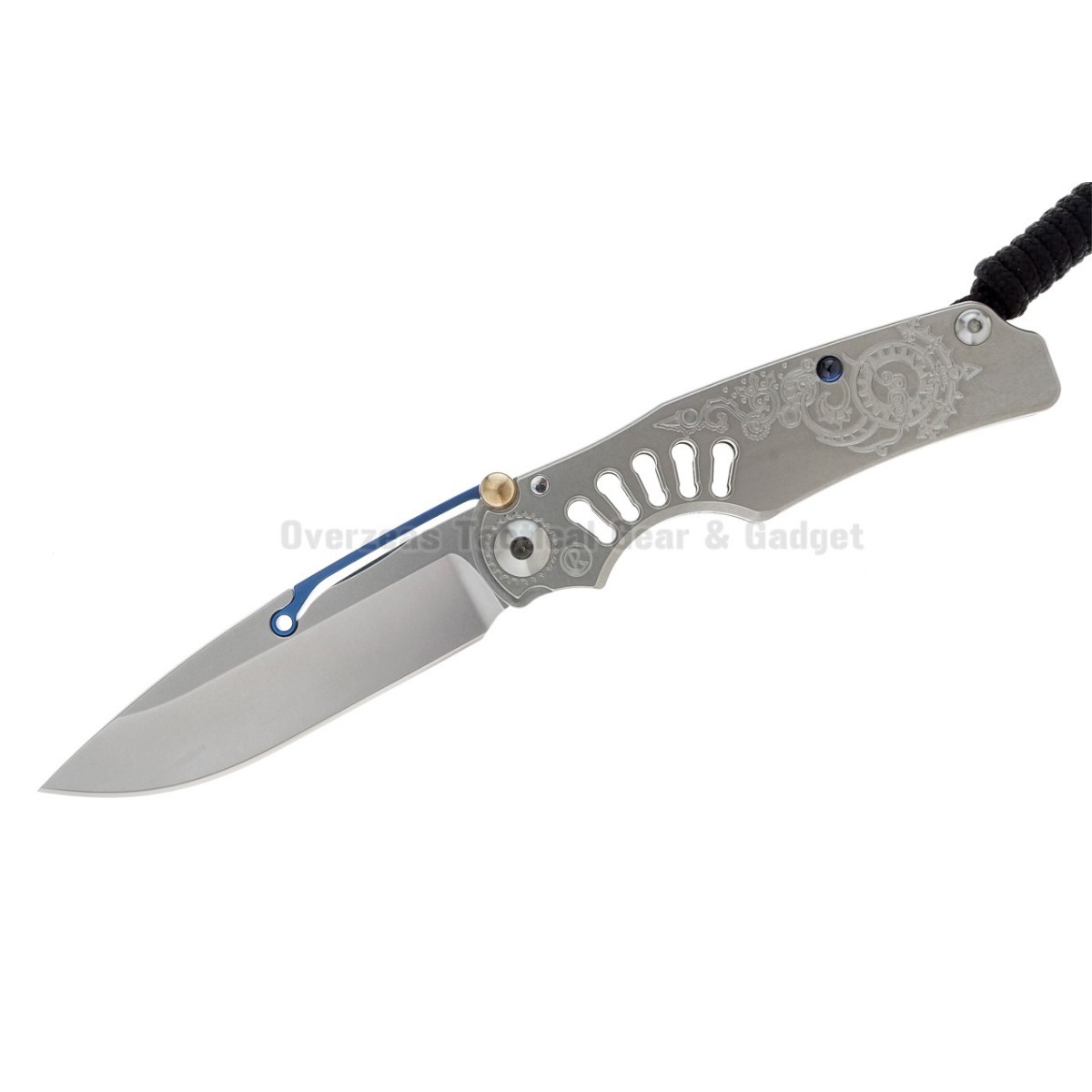 มีดพับ Chris Reeve Ti-Lock Blue Steam Knife Titanium (3.25" Stonewash) ** Limited Edition **