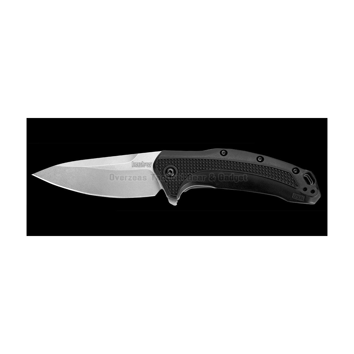 มีดพับ Kershaw Link Drop Point Knife Black GFN (3.25" Stonewash) 1776
