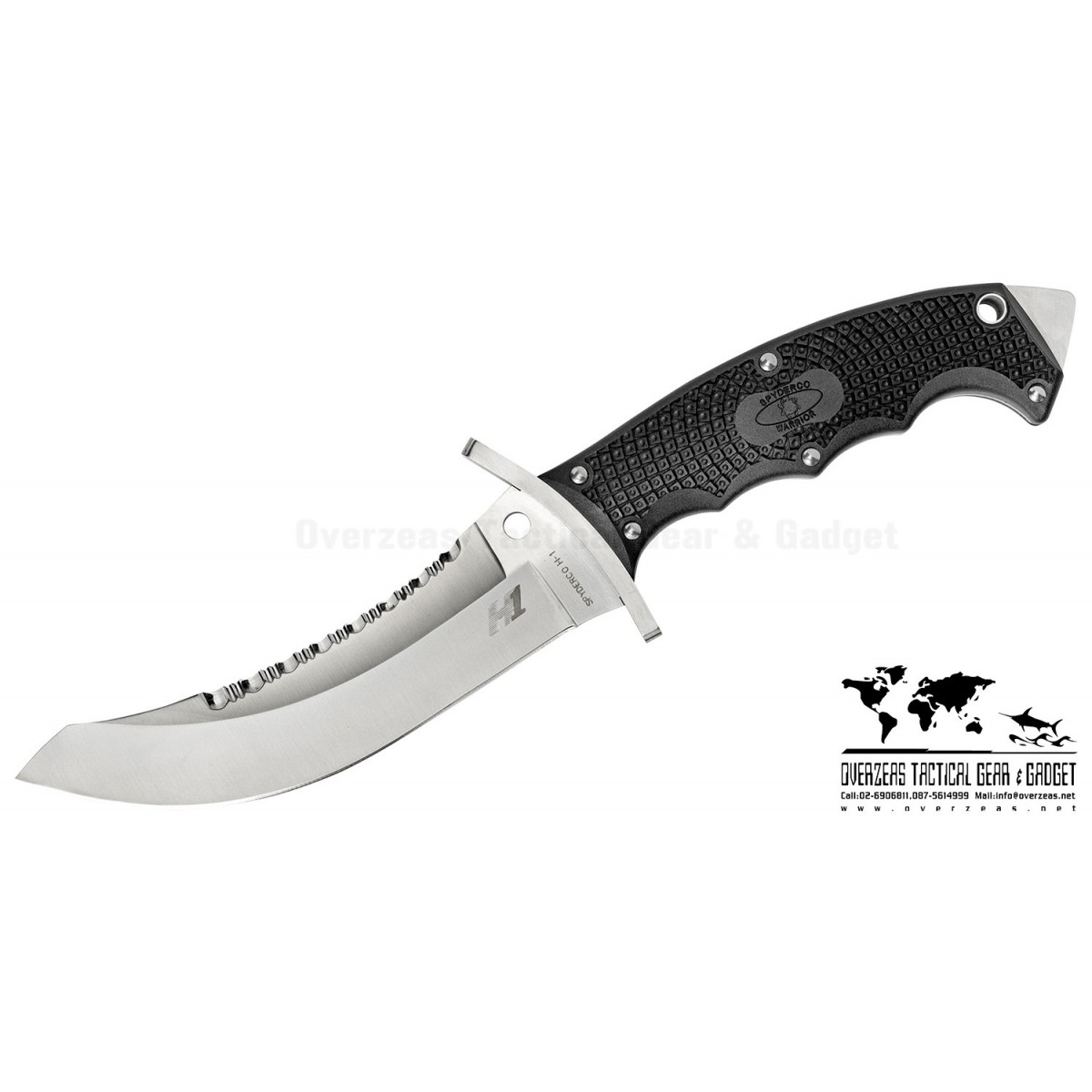 มีดพับ Spyderco  Warrior Combat Knife 5-11/16" H1 Satin Plain and Serrated Blade, FRN Handles (FB25PSBK)