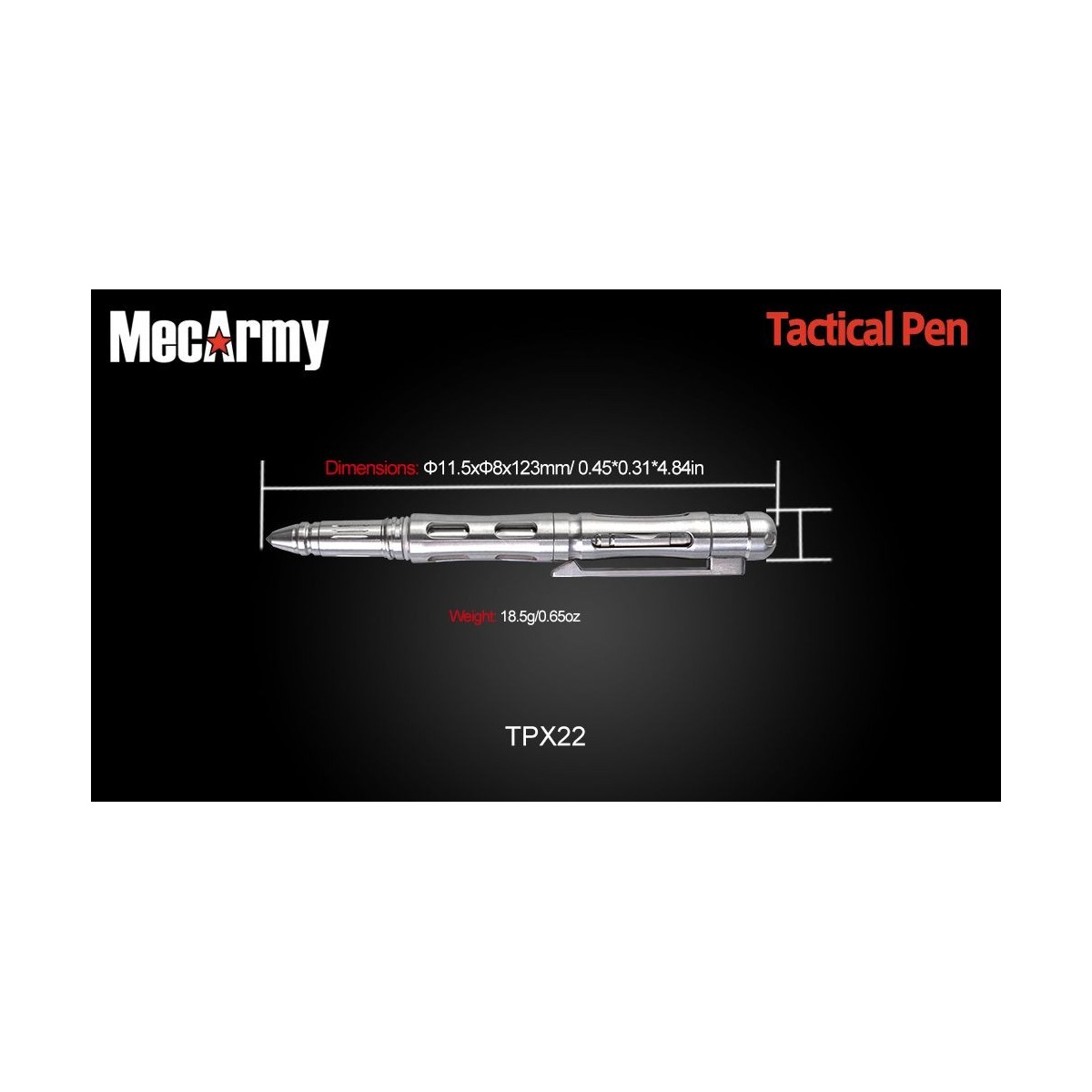 ปากกา MecArmy Titanium Tactical Pen สำหรับใช้งานทั่วไป และใช้ป้องกันตัว  (TPX22)