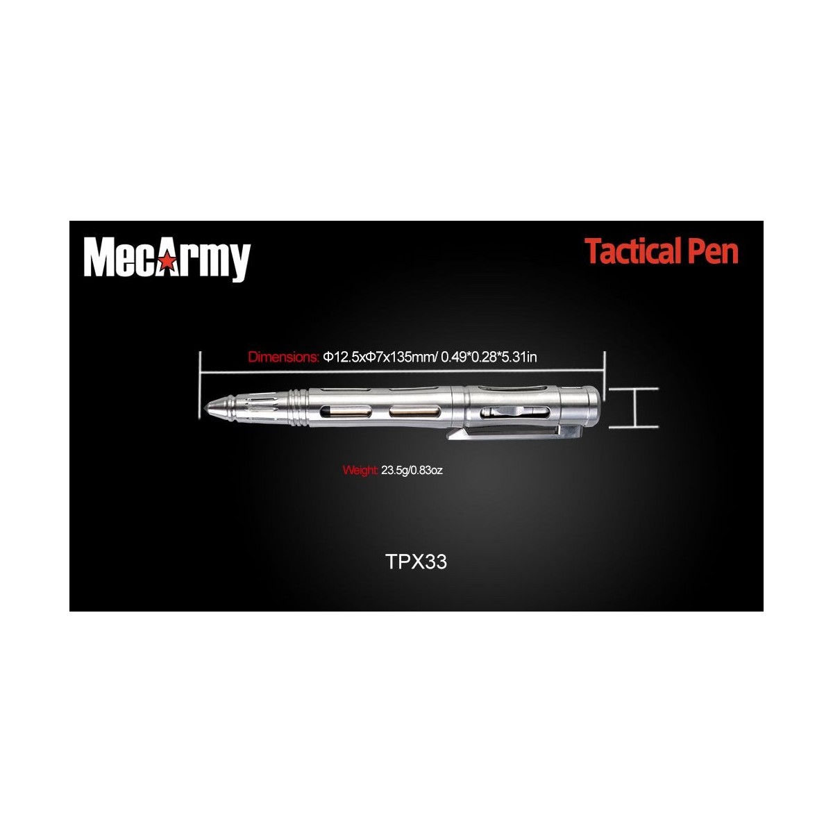 ปากกา MecArmy Titanium Tactical Pen สำหรับใช้งานทั่วไป และใช้ป้องกันตัว  (TPX33)